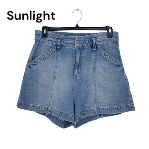Sam Edelman Womens The Derby Light Denim Shorts Blue Size 30 Super High Rise